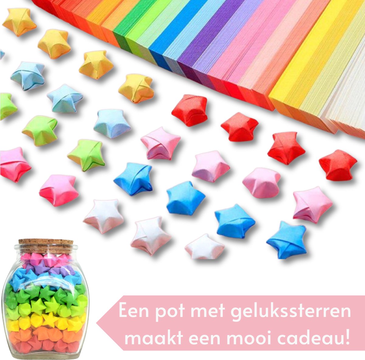 Papierstroken in 27 kleuren - 1023 stuks - 1CM x 24CM - Vlechtstroken - Origami Papier voor sterren - Lucky Stars vouwen — afbeelding 4