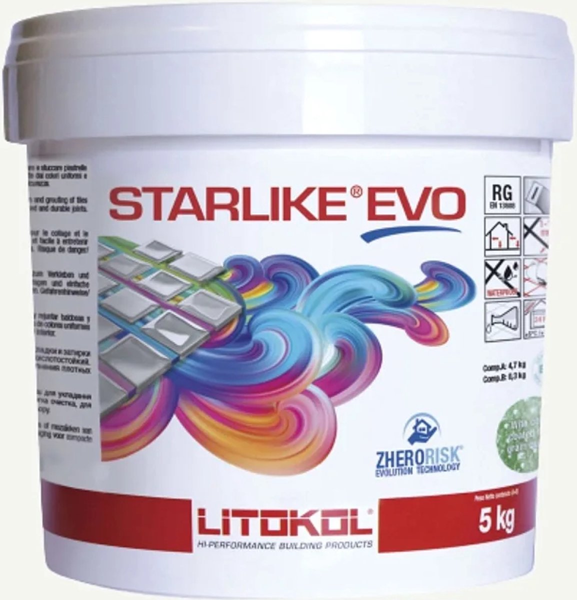 Litokol starlike evo 102 bianco ghiaccio 5kg - Voegmiddel - Kleur Wit - Epoxymiddel - Lijm - Litokol