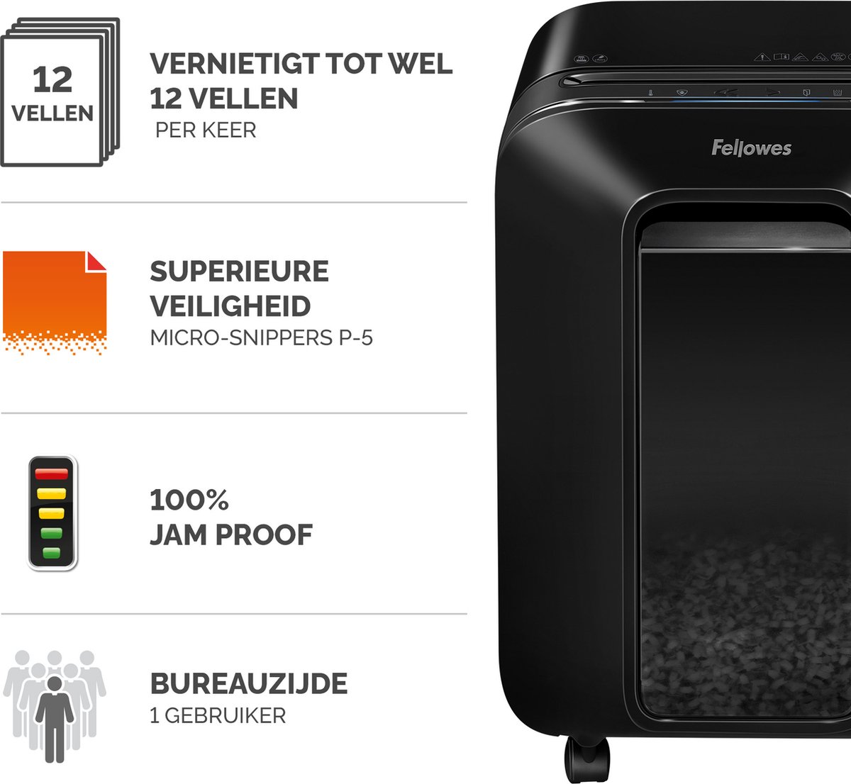 Fellowes LX201 Papiervernietiger / Papierversnipperaar – P‑5 Micro‑Cut – 12 vellen – Ook voor pasjes – 100% Jam Proof thumbnail 8