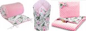 Baby ledikant 4-delig-Beddenset inclusief deken-kussen-hoofdbeschermer & inbakerdoek-Baby's comfort- Tuin Bloemen