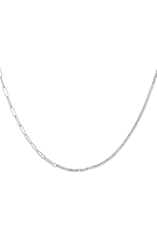 Necklace- ketting- zircon and chain- Zilver -Stainless Steel- Yehwang- Moederdag cadeautje - cadeau voor haar - mama