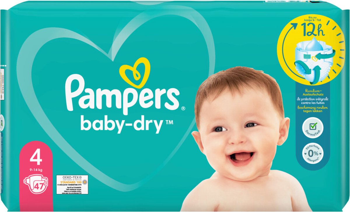 Pampers Baby‑Dry – Maat 4 - Luiers - 9‑14 kg - 47 Stuks