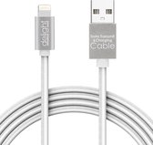 iPhone Lightning Kabel 1 Meter - Oplaadkabel USB Wit / Zilver - met LED verlichting - Nylon Kabel