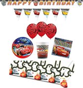 Disney - Cars - Forfait fête - Décoration de fête - Fête d'enfants - Décoration d'anniversaire - Guirlande - Ligne de drapeaux - Ballons - Nappe - Assiettes - Serviettes - Gobelets.