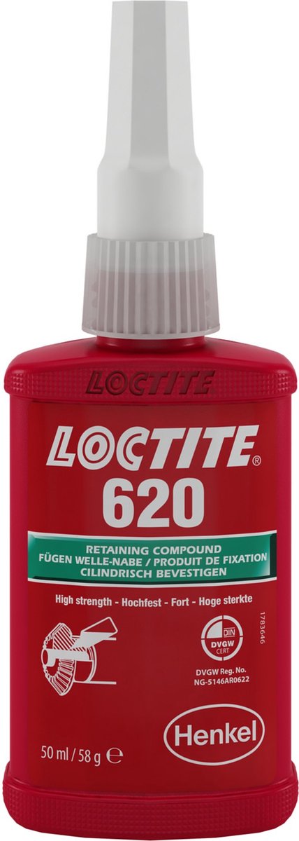 LOCTITE 620 is een sterke componentenlijm, bestand tegen hoge temperaturen groen 50ml