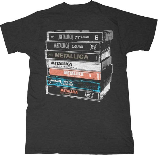 Metallica Heren Tshirt Cassette Zwart