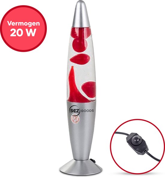 Lavalamp - Lavalampen - Lavalamp Rood 34 cm - Leuk als Cadeau