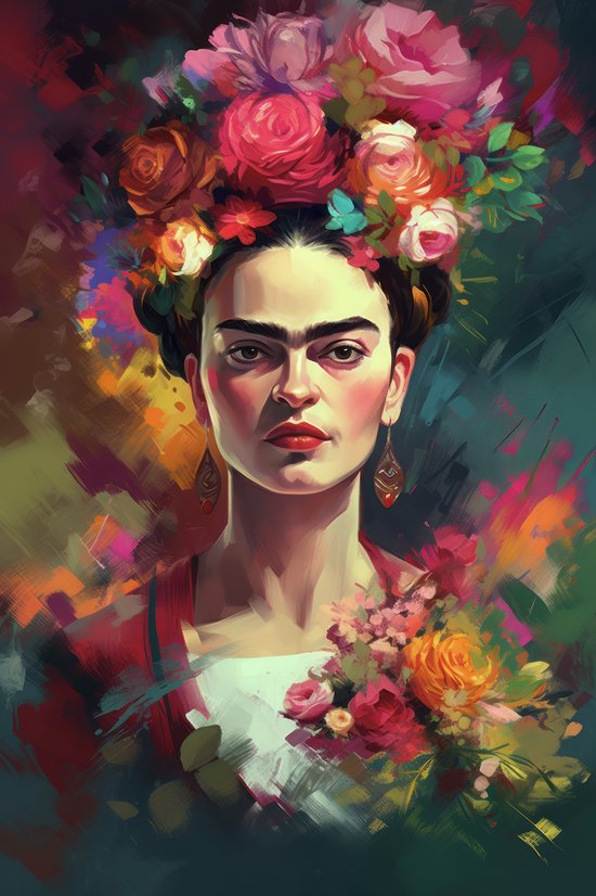 Frida Kahlo Poster - Abstract Portret - Vintage Poster - Wanddecoratie - Vintage - 61x91cm - Geschikt om in te lijsten