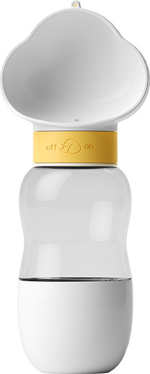 Bol.com Draagbare Honden Drinkfles met Voederkom - Huisdier Waterfles - 350ml - Wit aanbieding