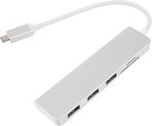 GadgetBay Multifunctionele 5-in-1 USB C Hub met TF SD Card Reader 3 USB 3.0 Ports voor de MacBook Pro - Aluminium behuizing