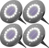 Shutterlight® 16 LED Solar Grondspot - Wit Licht - 4 Stuks - Solar Tuinverlichting - Zonne Energie Buitenverlichting -