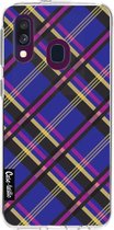 Casetastic Samsung Galaxy A40 (2019) Hoesje - Softcover Hoesje met Design - Purple Tartan Print