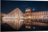 Dibond - Verlicht Louvre in Parijs, Frankrijk - 90x60 cm Foto op Aluminium (Met Ophangsysteem)