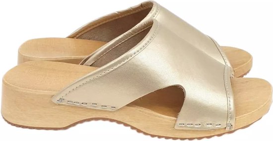 FUTURO FASHION Dames gezond natuurlijk echt leer houten zool effen FUTURO FASHION Dames gezond natuurlijk echt leer houten zool effen