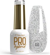 Clavier Pro Hybrid Gellak Bijou Bright Zilver Glitter - 02 - Glitter, Zilver - Glitters - Gel nagellak