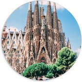 PVC Schuimplaat Muurcirkel - Sagrada Familia in Barcelona, Spanje - 70x70 cm Foto op Muurcirkel (met ophangsysteem)