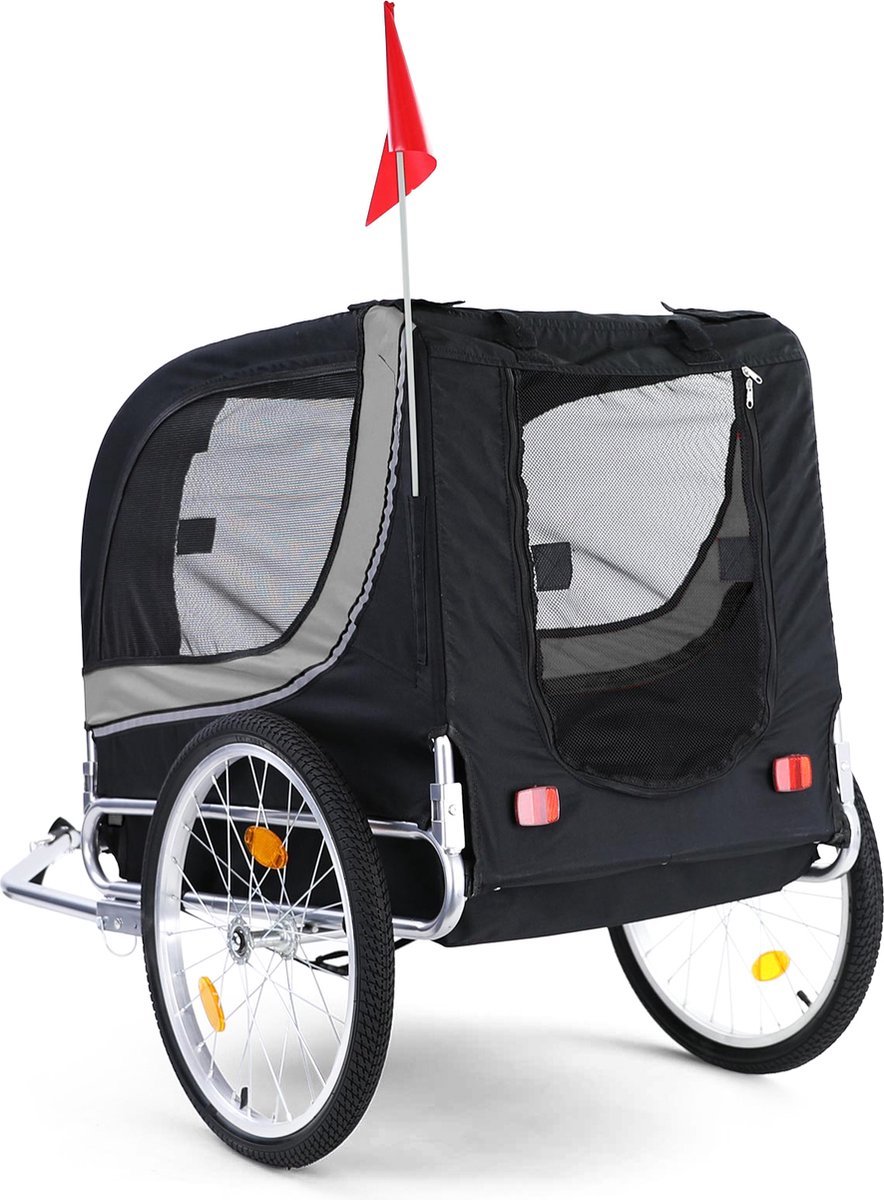 Fiets aanhangwagen fietskar 130x65x50 cm geel en zwart | premiumXL Fiets aanhangwagen fietskar 130x65x50 cm geel en zwart | premiumXL