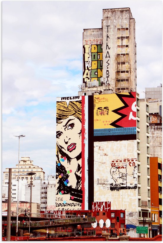 Poster (Mat) - Graffiti op Hoge Gebouwen - 40x60 cm Foto op Posterpapier met een Matte look