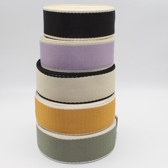 SANGLE DE SACS Fine Bicolore 5 Mètres, Largeur 38MM, Couleur 21 ECRU/ORANGE