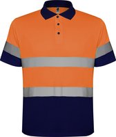 High Visibility Poloshirt 'Polaris' Donkerblauw / Fluor Oranje maat XXL