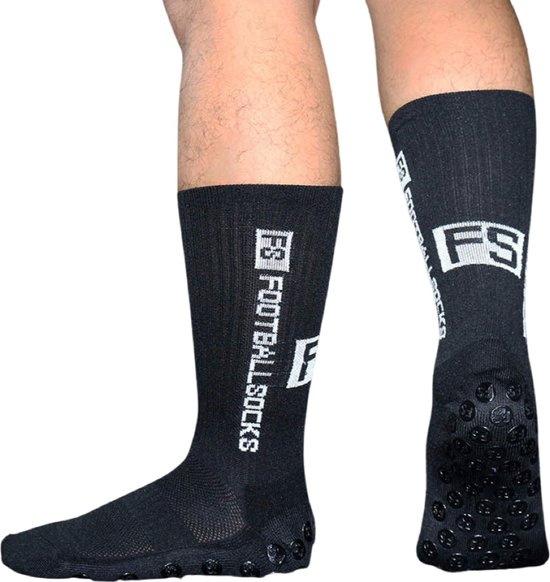 Grip Socks Voetbal Zwart Chaussettes de sport Anti-Ampoules (Taille 44)