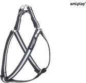 Amiplay Harnas verstelbaar Shine zwart maat-XL / 50-95x2,5cm