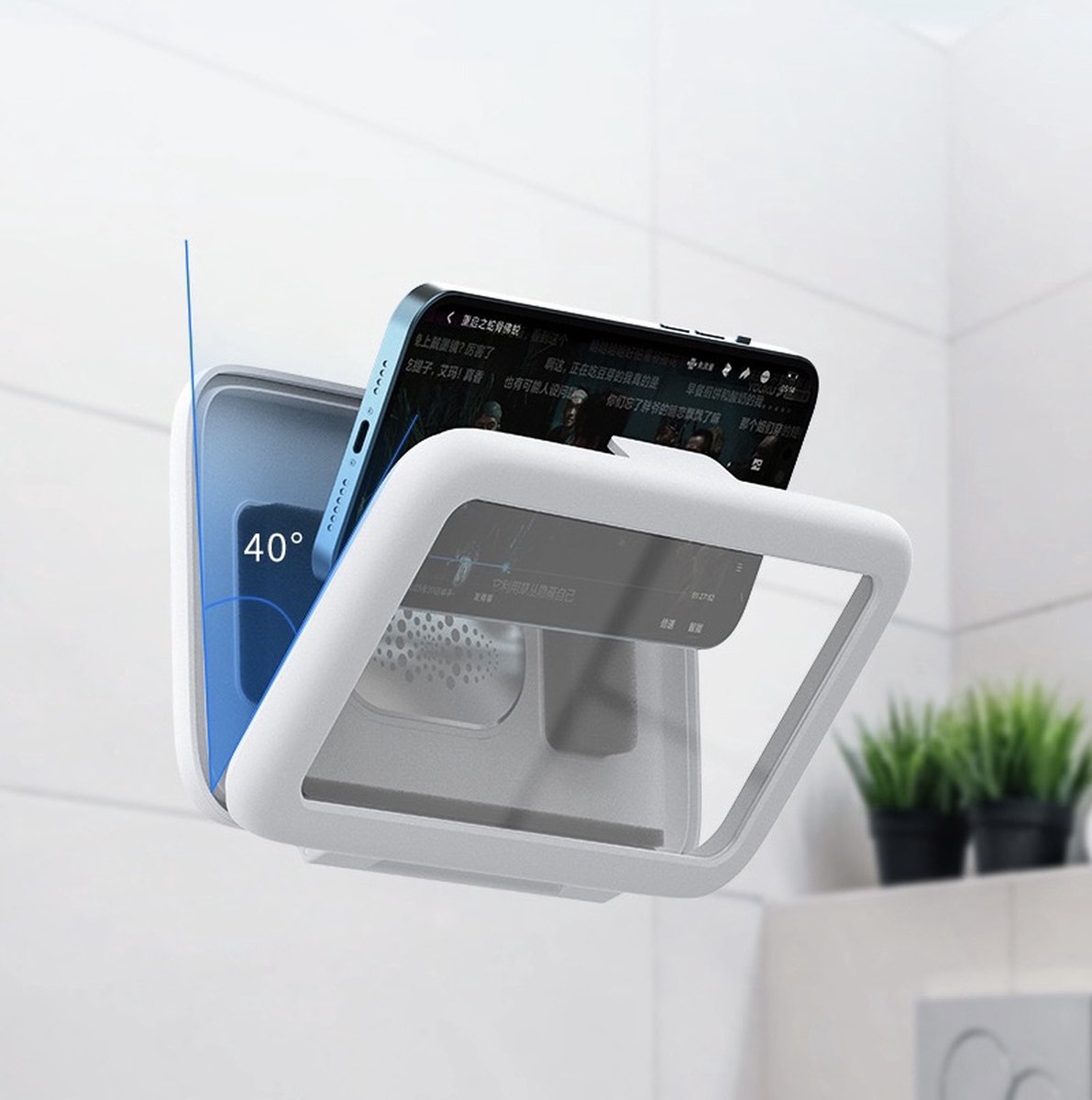 Nixnix - Waterdichte telefoon houder voor op de muur - Badkamer - Toilet - Voor elk type