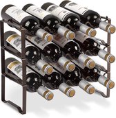 Wijnrek metaal stapelbaar flessenrek voor 12 flessen voor kelder, bar en opslagruimte,