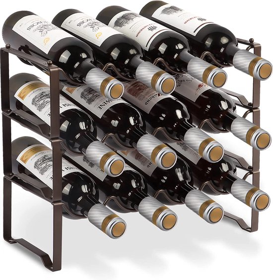Wijnrek stapelbaar flessenrek voor flessen voor kelder, bar en opslagruimte, |