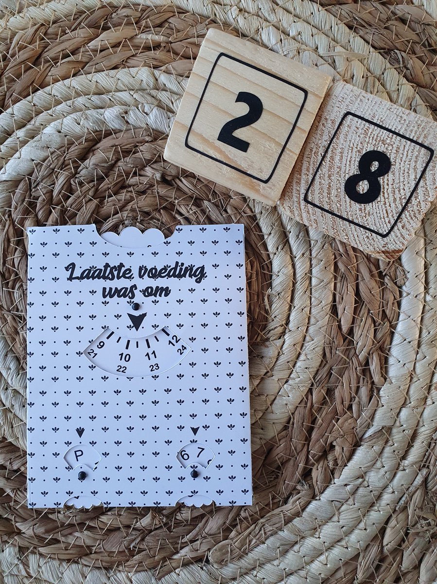 Goedkoopste Baby Voedingskaart | Voedingsschijf | Kraamcadeau | Zwangerschap | 28- zwart | wit met modern bloem motief