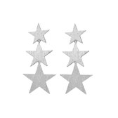 Three Star / Ster Oorbellen | Zilverkleurig | 5,5 x 2,7 cm | Fashion Favorite