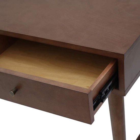 Ensemble D'angle AKORD Bureau B17 Avec Commode Wengé 120 Cm 1 Porte 1 Tiroir Facade Blanche 6 Etageres 120x126x79 Cm
