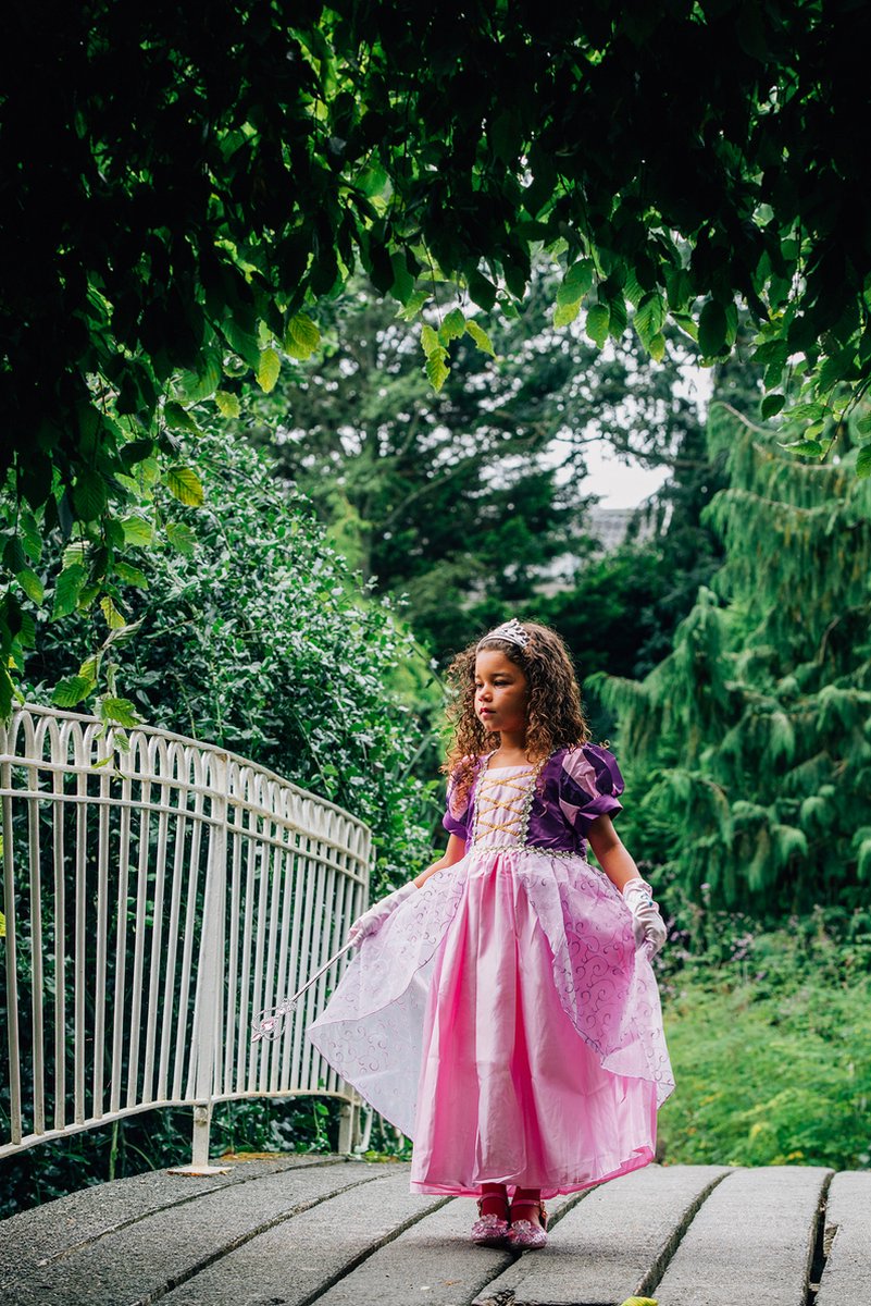 Het Betere Merk - Prinsessenjurk meisje - Roze / Paarse jurk - maat 146/152 - Verkleedkleding meisje - Kroon - Tiara - Carnavalskleding Kind - Kleed - Lange handschoenen — afbeelding 4