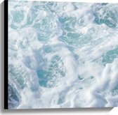WallClassics - Canvas - Schuim van de Golven op Zee - 60x60 cm Foto op Canvas Schilderij (Wanddecoratie op Canvas)