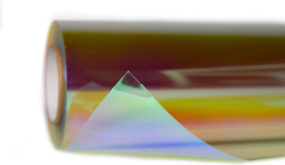 Pro-Vinyl Dichroic Iriserende Raamfolie - Holografisch Regenboog Raamfolie - 117 cm x 3 m - Chameleon Folie - Amber Orange - Polyesterfilm - Raamfolie - Zelfklevend - Holografisch - Iriserend - Regenboog