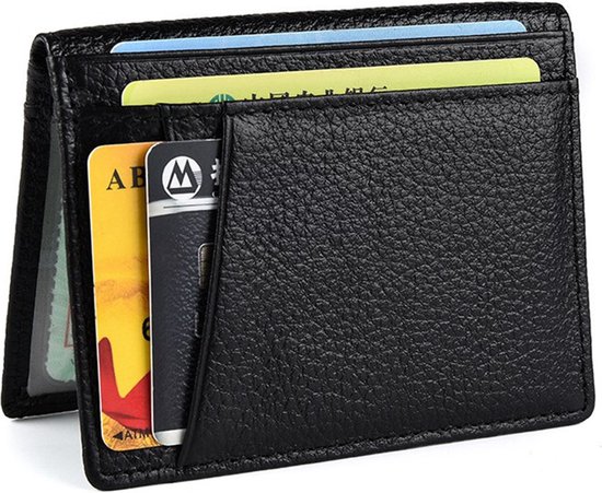 kaarthouder pasjes - PU leer - portemonnee - dames - heren - RFID beveiliging - bankpas beschermhoesje - zwart - Pasjeshouder - 10 pasjes