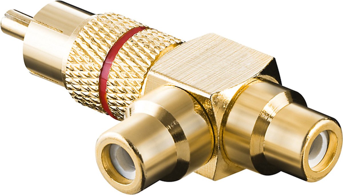 Powteq premium - RCA splitter - Gold plated - 1 x male, 2 x female - Rood - Professioneel - Storingsvrij
