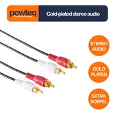 Gold-plated audiokabel - Powteq - 1.5 meter - 2 x RCA/Tulp - Composiet audio - Stereo audio -