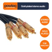 Powteq Premium - Gold-plated - 1.5 meter - 2 x RCA/Tulp - Composiet audio - Stereo audio - Professioneel