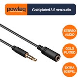 Gold-plated Powteq - Audio verlengkabel - 3.5mm jack - 50 cm - Stereo - Zwart
