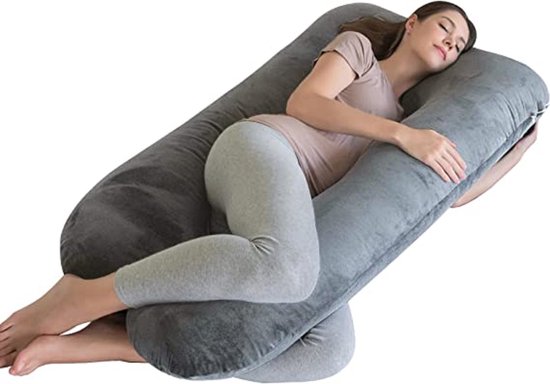 Niimo Zwangerschapskussen Verpleegkussen Knuffelnest Niivetto Zwangerschapskussen voor borstvoeding baby en Full Body for Sleeping Large XXL 100% Katoenen Kussensloop Binnenste Vulling Polyester Vezel (Grijs-Wit Pois