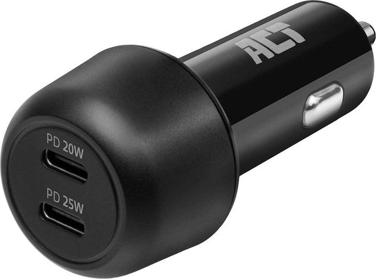 ACT 2-poorts USB-C Fast Charge Autolader 45w met Power Delivery AC2200