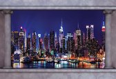 Fotobehang New York City Skyline Window View | XXXL - 416cm x 254cm | 130g/m2 Vlies