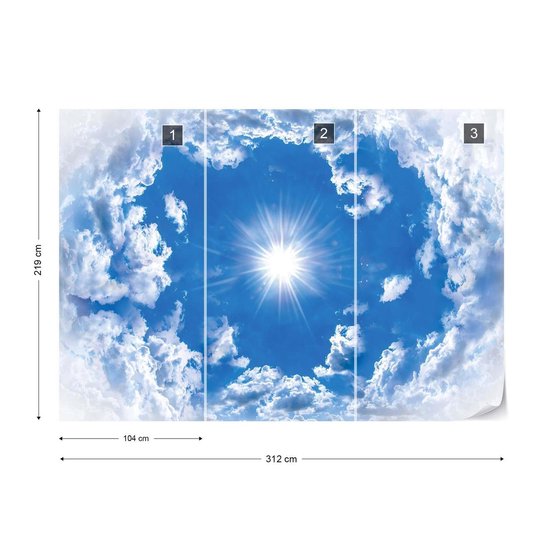 Papier peint photo Sky Clouds Sun Nature | XXL - 312 cm x 219 cm | Polaire 130g / m2