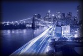Fotobehang New York City Brooklyn Bridge Lights | XXL - 312cm x 219cm | 130g/m2 Vlies