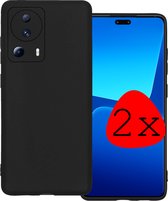 Hoes Geschikt voor Xiaomi 13 Lite Hoesje Siliconen Back Cover Case - Hoesje Geschikt voor Xiaomi 13 Lite Hoes Cover Hoesje - Zwart - 2 Stuks