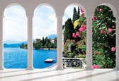 Fotobehang Lake Como Italy Arches | XXL - 312cm x 219cm | 130g/m2 Vlies