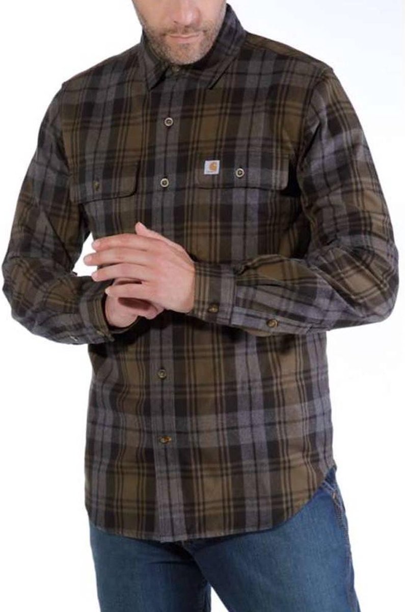 Carhartt Hubbard Slim Fit Flannel Shirt Moss Heren | bol.com