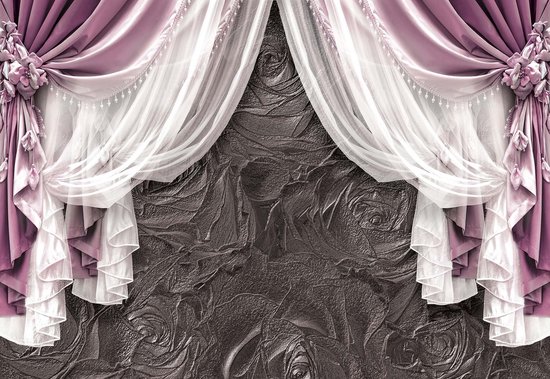 Fotobehang Pink Curtains | XL - 208cm x 146cm | 130g/m2 Vlies