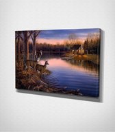 Wild Deer - Painting Canvas - 60 x 40 cm - Schilderij - Canvas - Slaapkamer - Wanddecoratie  - Slaapkamer - Foto op canvas